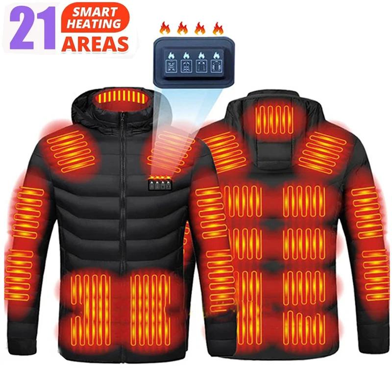남성용 USB 적외선 난방 구역 조끼, 다운 재킷, 겨울 전기 난방 조끼, 스포츠 하이킹 오버사이즈 S-6XL, 21 개